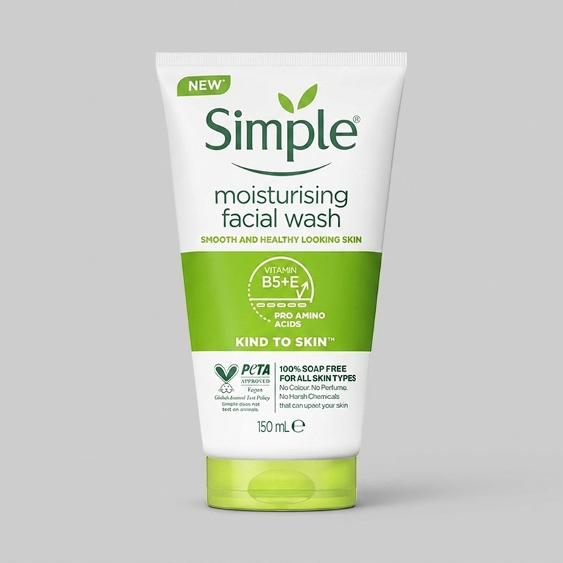 ژل شست‌وشوی صورت سیمپل مدل moisturising حجم 150 میلی‌لیتر