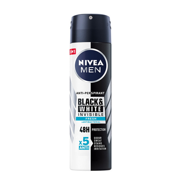 اسپری ضد تعریق مردانه نیوآ مدل Black White Fresh 48h حجم 150 میلی لیتر