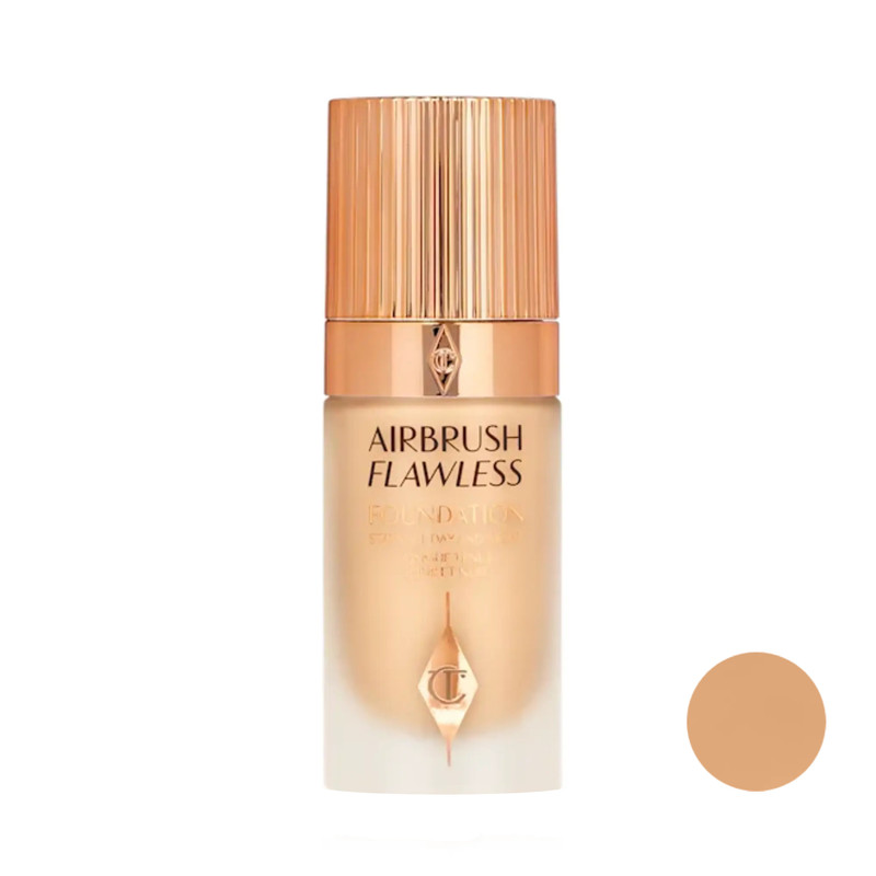 کرم پودر مایع SPF0 شارلوت تیلبری مدل Air Brush Warm  شماره 5.5 مناسب برای _x000D_ انواع پوست حجم 30 میلی لیتر