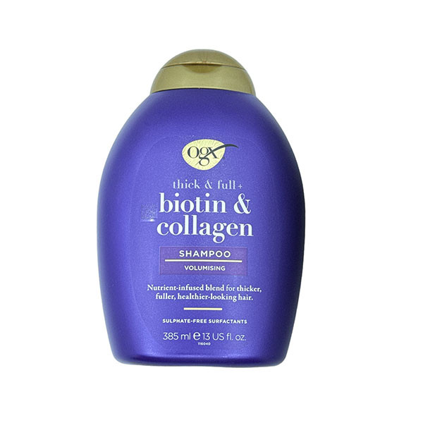 شامپو مو او جی ایکس مدل Biotin & Collagen حجم 385 میلی لیتر