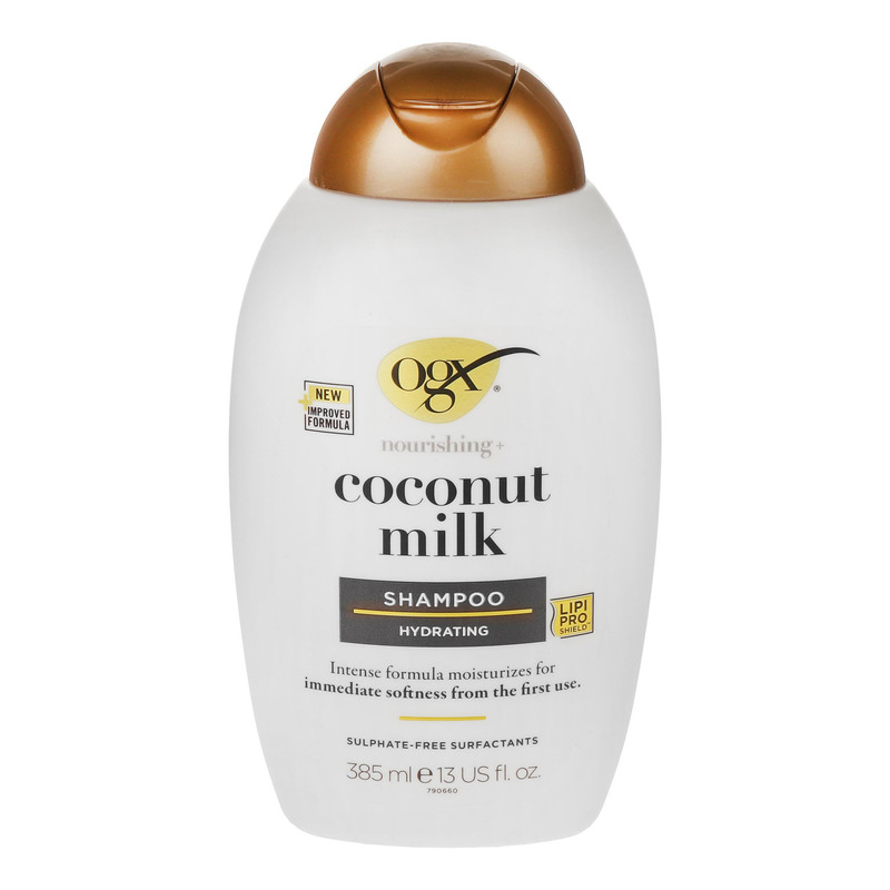 شامپو مو او جی ایکس مدل Coconut Milk مناسب برای انواع مو حجم 385 میلی لیتر