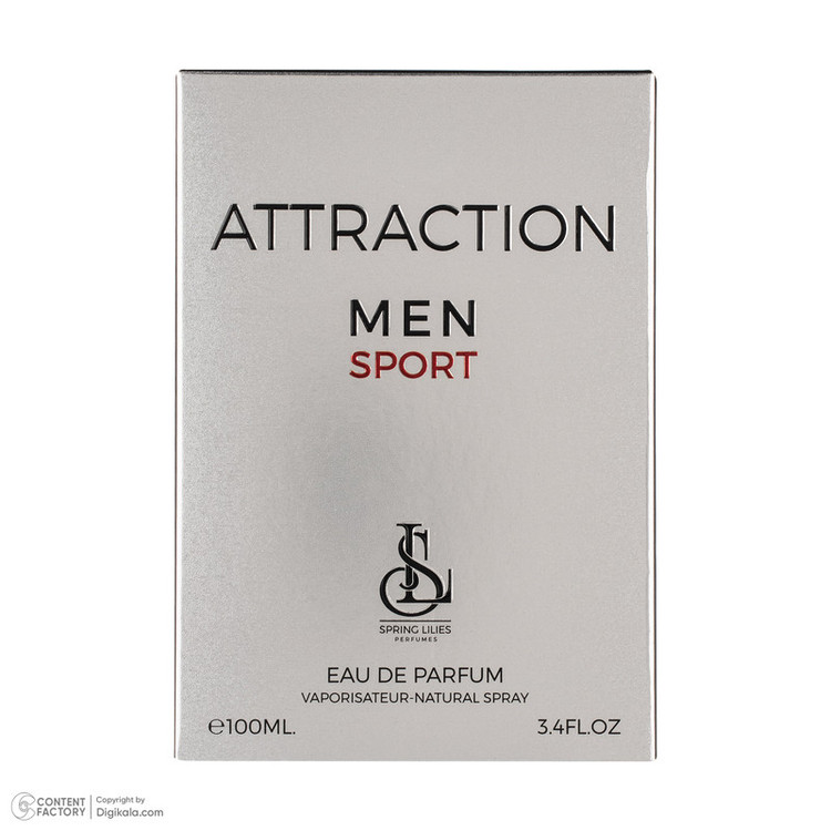 ادو پرفیوم مردانه اسپرینگ لیلیز مدل ATTRACTION با رایحه خنک حجم 100 میلی لیتر
