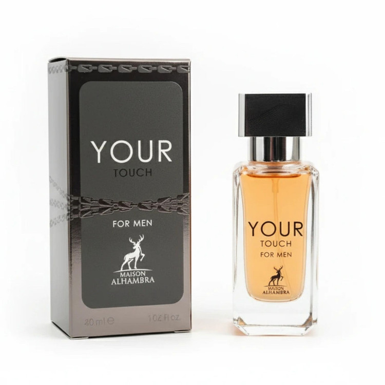 عطر جیبی مردانه الحمبرا مدل YOUR TOUCH با رایحه گرم حجم 30 میلیلیتر