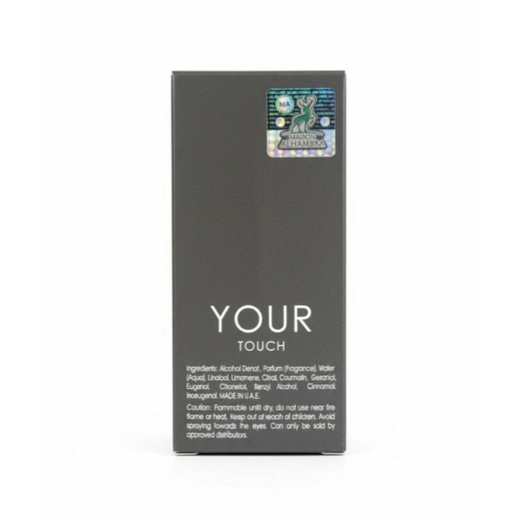 عطر جیبی مردانه الحمبرا مدل YOUR TOUCH با رایحه گرم حجم 30 میلیلیتر